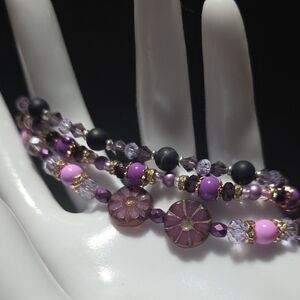 Chic Purple Beaded Bracelet Set